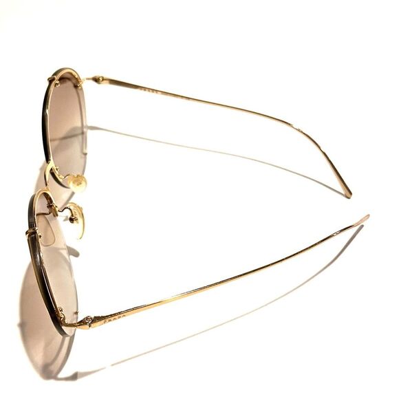 Prada Conceptual Gold Rim Oval Sunglasses – Gradient Brown Mirror Lenses - Picture 4 of 6